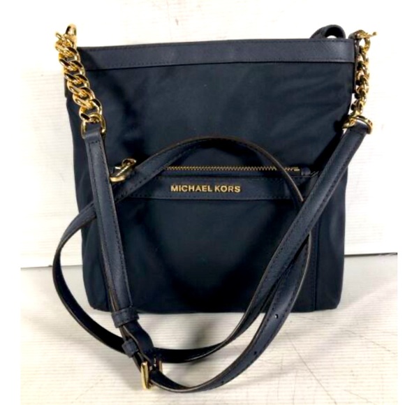 MICHAEL KORS MORGAN BLACK NYLON CROSSBODY MESSENGER HANDBAG
